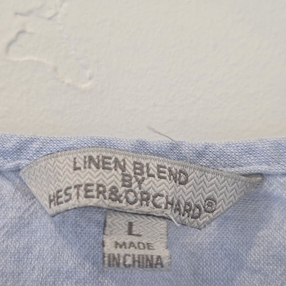 Hester & Orchard blue Linen blend blouse size Large - Picture 4 of 8